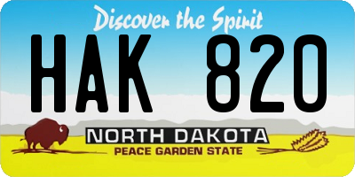 ND license plate HAK820