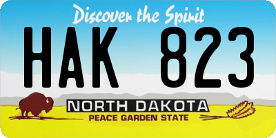 ND license plate HAK823