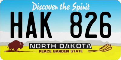 ND license plate HAK826