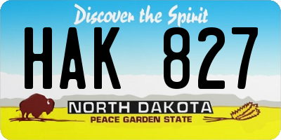 ND license plate HAK827