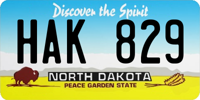 ND license plate HAK829