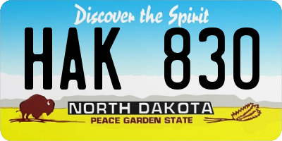 ND license plate HAK830