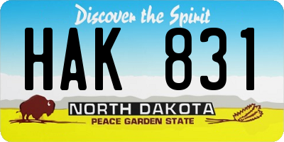 ND license plate HAK831