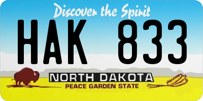 ND license plate HAK833