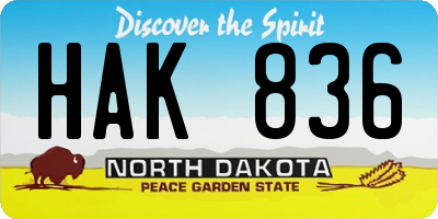 ND license plate HAK836