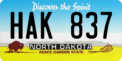 ND license plate HAK837