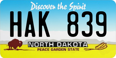 ND license plate HAK839