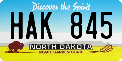 ND license plate HAK845