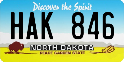 ND license plate HAK846