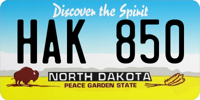 ND license plate HAK850