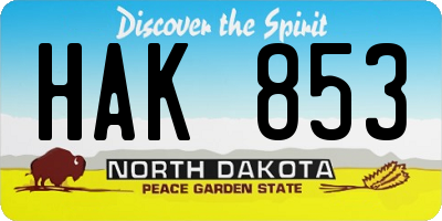 ND license plate HAK853