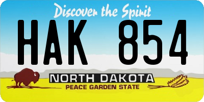 ND license plate HAK854