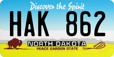 ND license plate HAK862