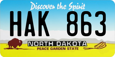 ND license plate HAK863