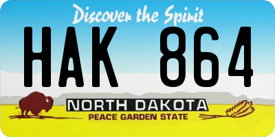 ND license plate HAK864