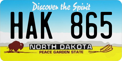 ND license plate HAK865