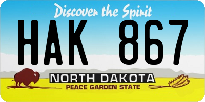 ND license plate HAK867