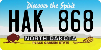 ND license plate HAK868