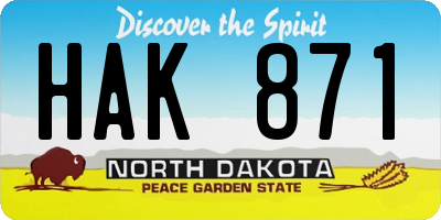 ND license plate HAK871