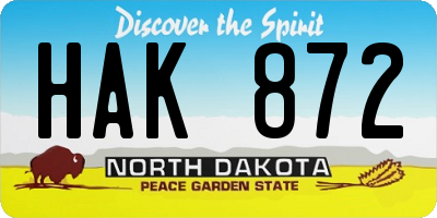 ND license plate HAK872