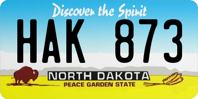 ND license plate HAK873