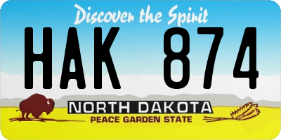 ND license plate HAK874