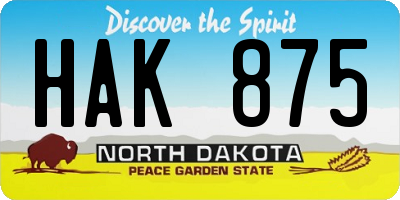 ND license plate HAK875