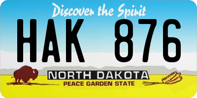 ND license plate HAK876