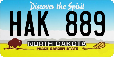 ND license plate HAK889