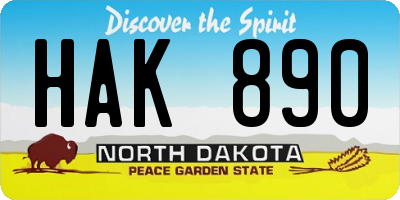 ND license plate HAK890