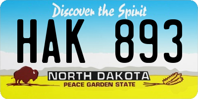 ND license plate HAK893