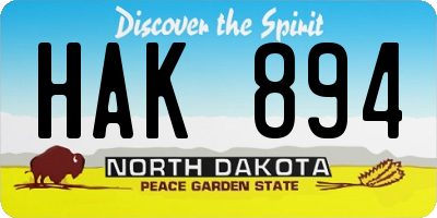 ND license plate HAK894