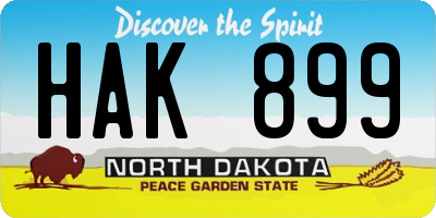 ND license plate HAK899