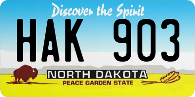 ND license plate HAK903