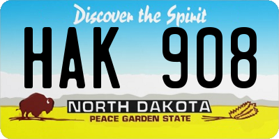 ND license plate HAK908