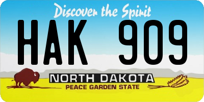 ND license plate HAK909