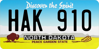 ND license plate HAK910