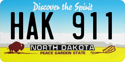 ND license plate HAK911