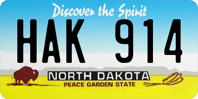 ND license plate HAK914