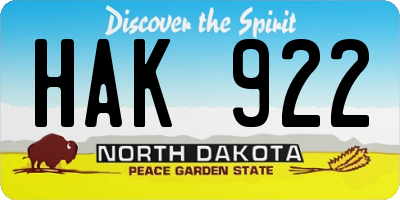 ND license plate HAK922