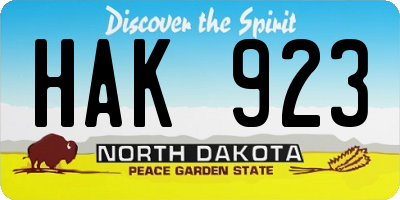 ND license plate HAK923