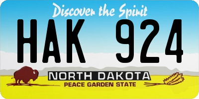 ND license plate HAK924