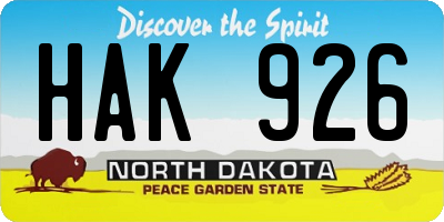 ND license plate HAK926