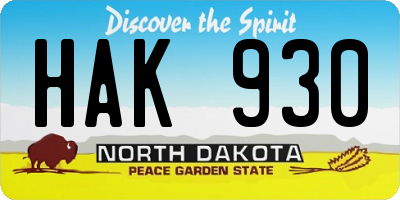 ND license plate HAK930