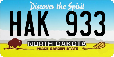 ND license plate HAK933