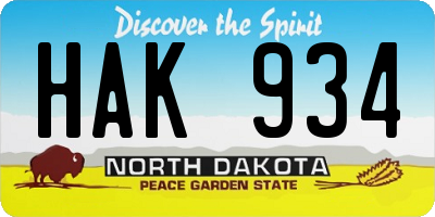 ND license plate HAK934