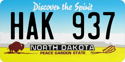 ND license plate HAK937