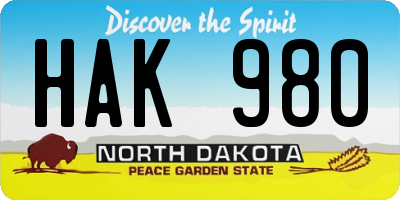 ND license plate HAK980