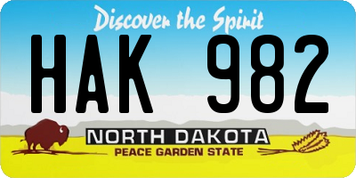 ND license plate HAK982