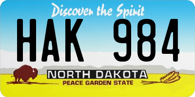 ND license plate HAK984